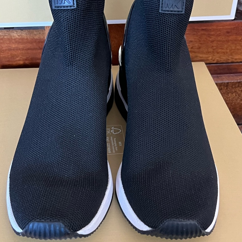 Michael Kors Black Skyler Stretch Knit Sock High Top Bootie Sneakers Size 6.5! - Picture 6 of 12